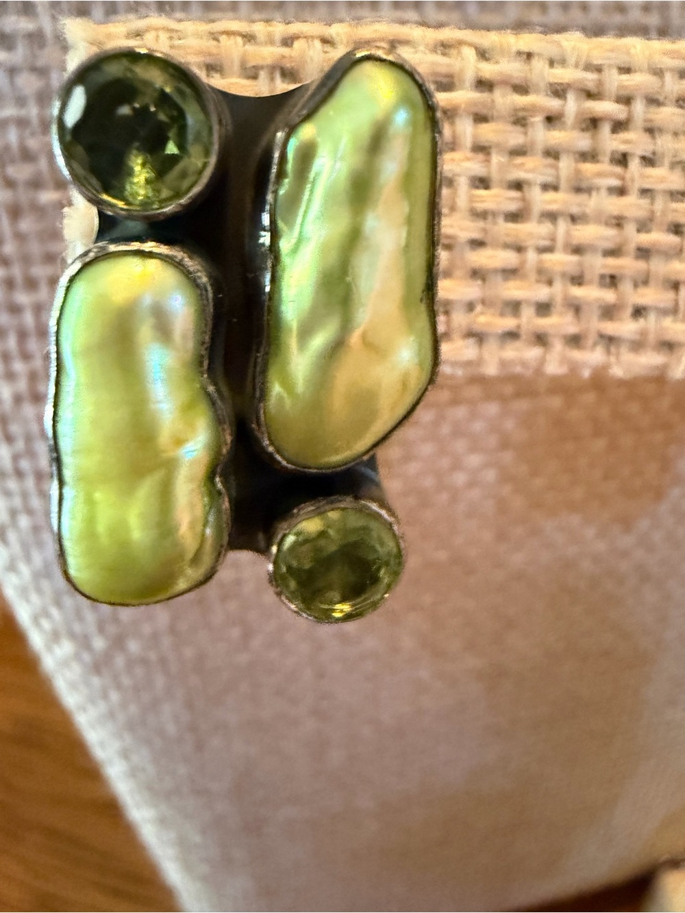 Jay King Green Pearlized Stone Ring and Earring Set 925 - Picture 3 of 9